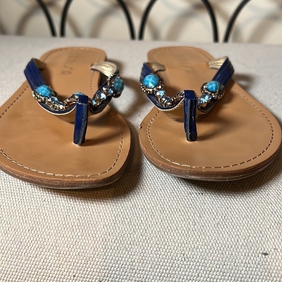UNISA jeweled blue flat flip flops sandals size 8.5M - Picture 7 of 8